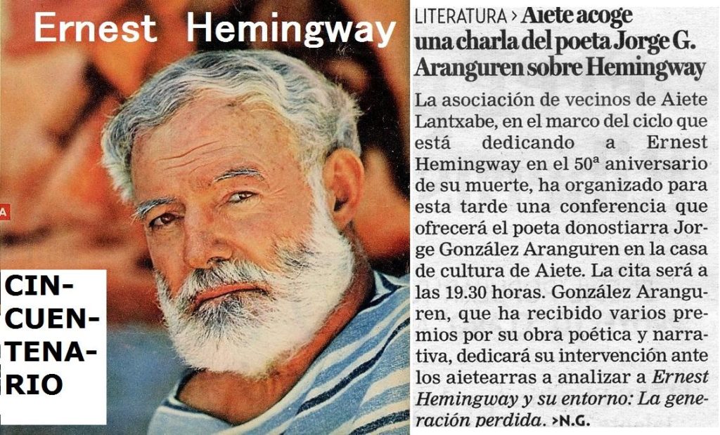 Hemingway  en la casa de Cultura de Aiete